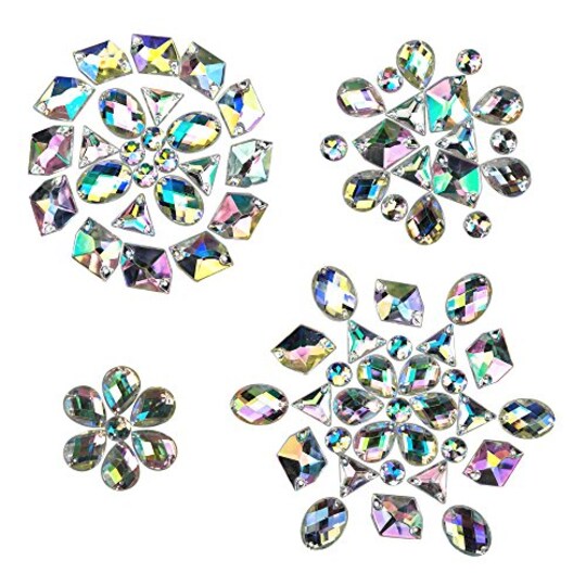 200 Pieces Crystal Gems AB Acrylic Flatback Sew On Diamante 200 Pieces Crystal Gems AB Acrylic Flatback Sew On Diamante